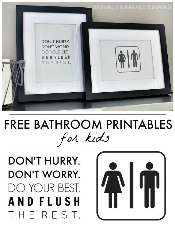 Free bathroom printables available for instant download! Such an inexpensive and easy way to add cute and fun decor to a kid's bathroom. 