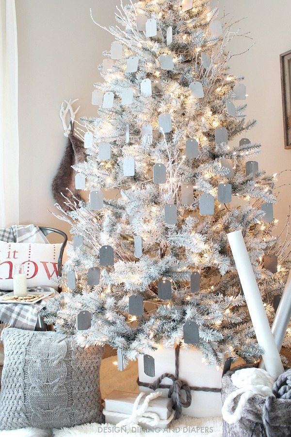 white and gray christmas tree