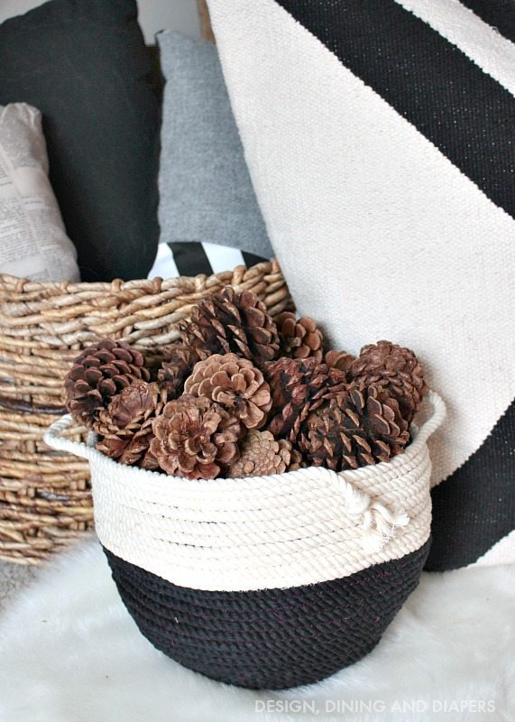 Learn how to make this DIY Rope Basket! Fill it with pinecones, logs, greenery or make a large one for blankets! 