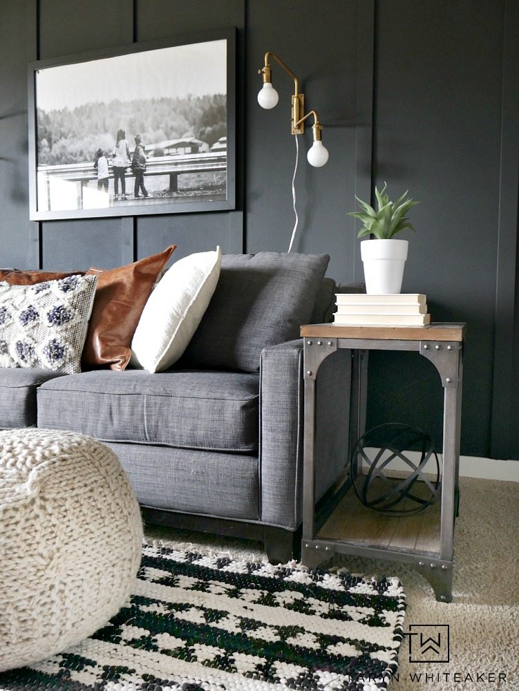 Looking for a bold look? Check out this Dark Moody Room Makeover with rustic modern decor. The dark walls make a big impact but also give it a cozy look. 