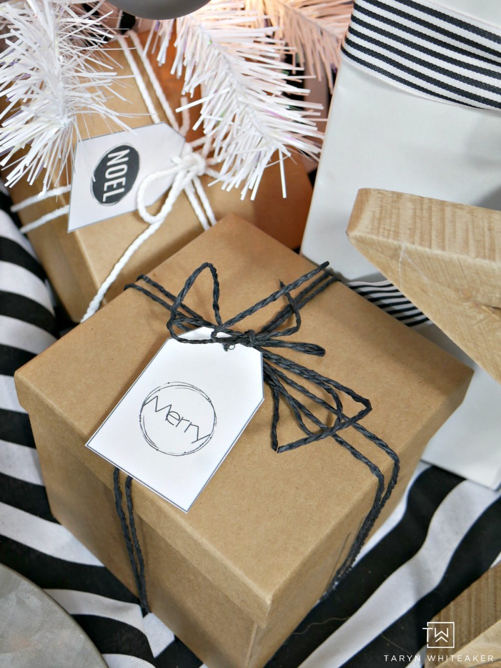 Brown packages tied up with string and free printable 