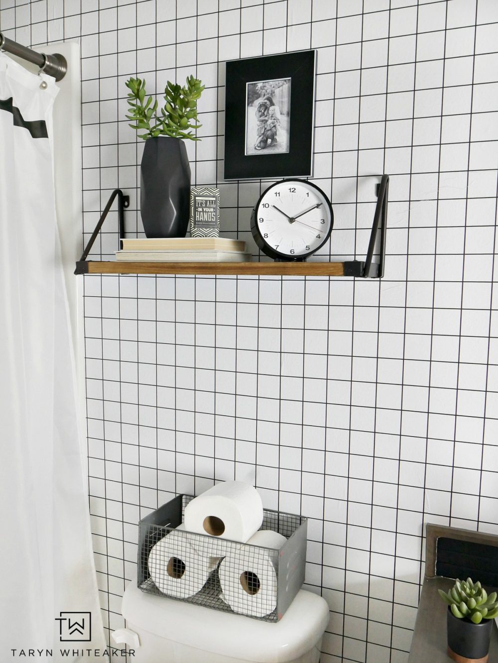 Rustic DIY Bathroom Shelving - Taryn Whiteaker Designs