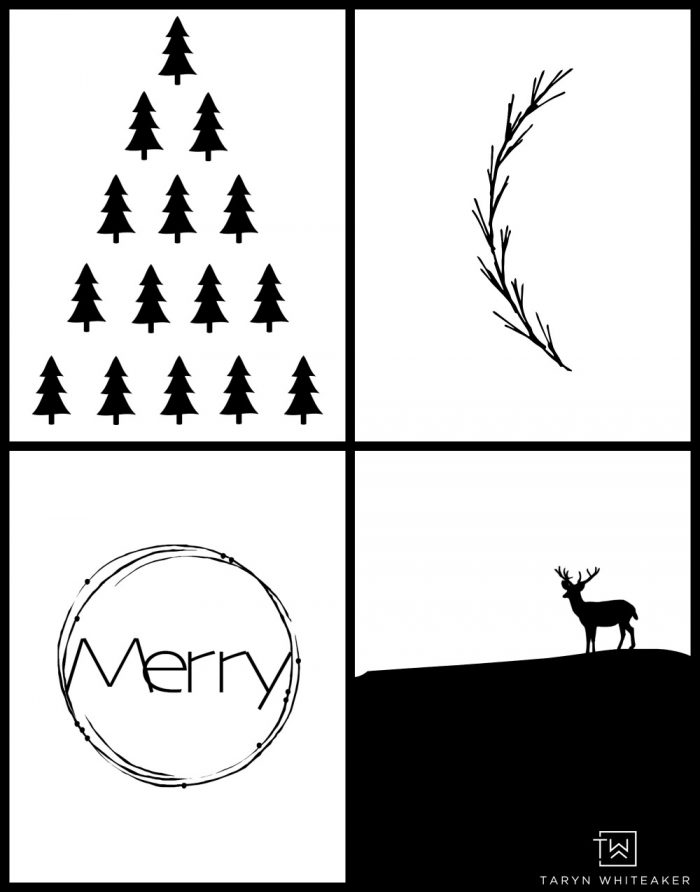 Black and White Modern Christmas Printables - Taryn Whiteaker Designs