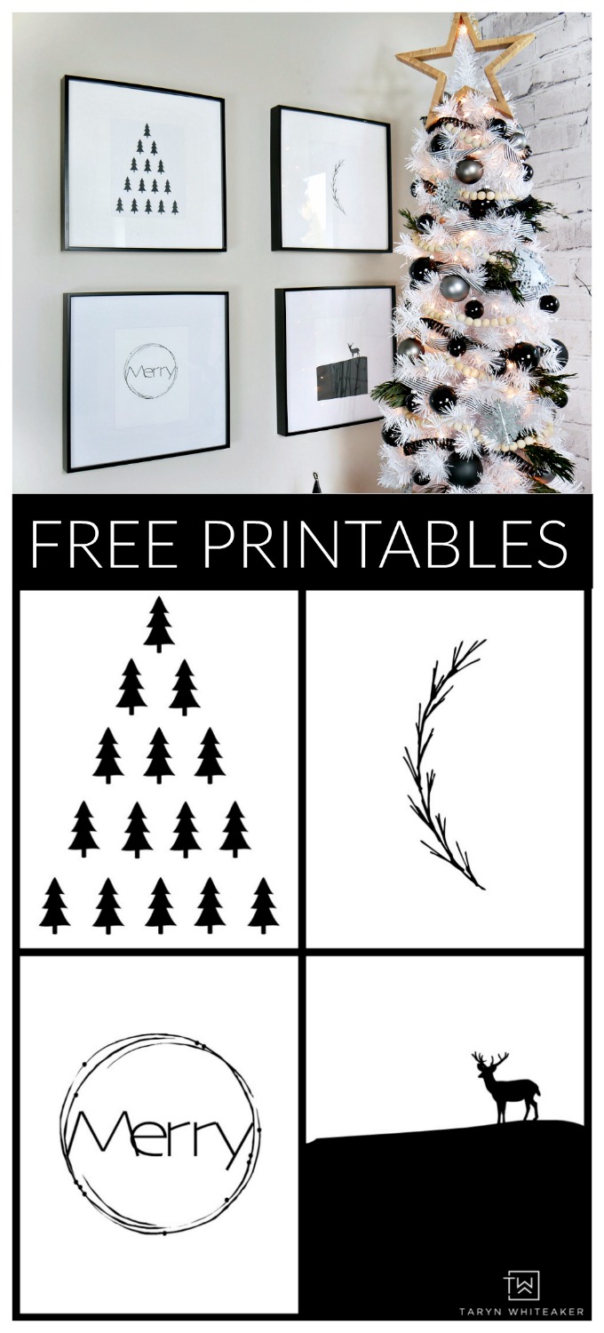 Download your own set of these FREE Black and White Modern Christmas Printables with a Scandinavian flare! Simply swap out your photos with these!