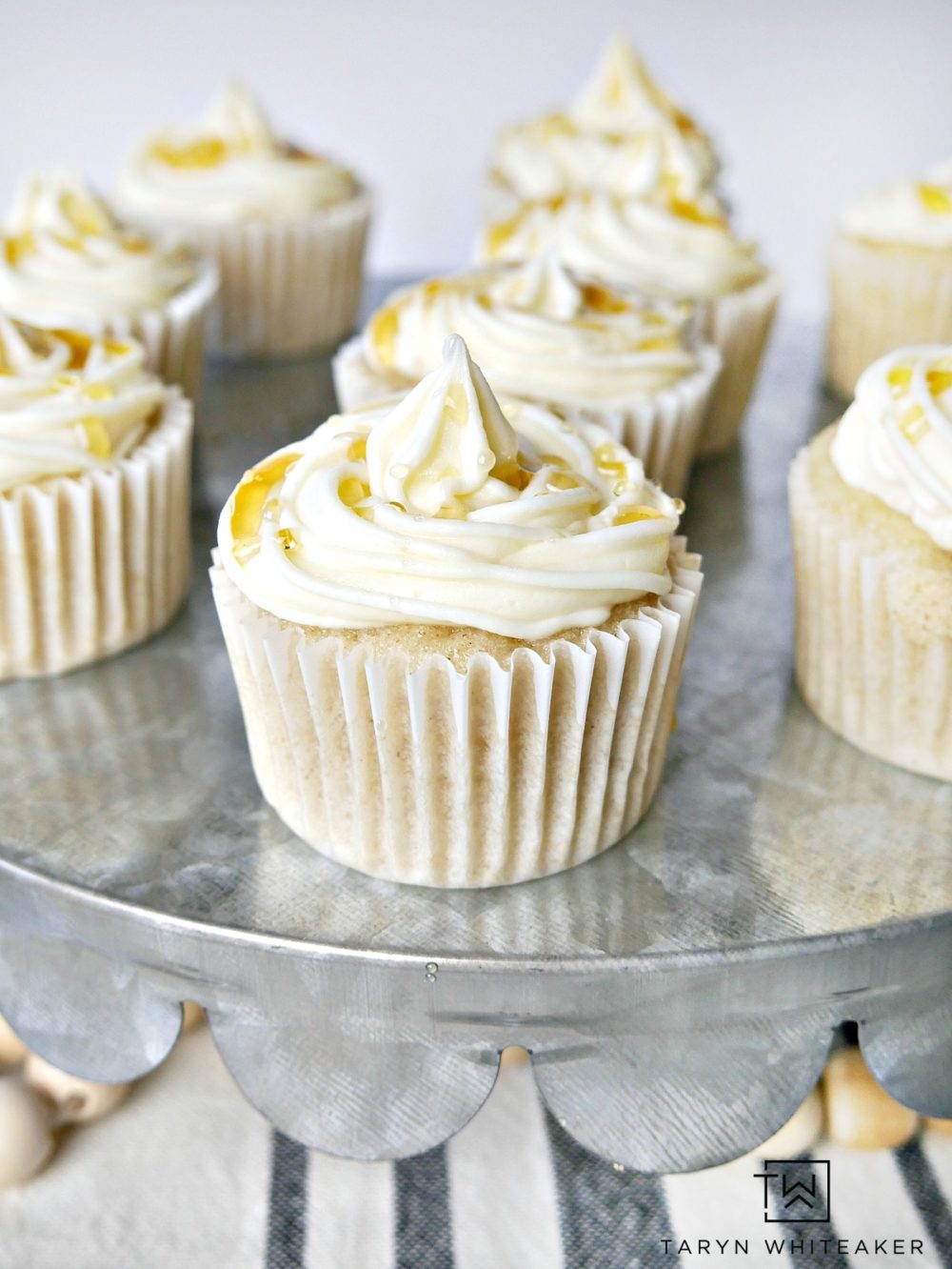 Want a unique cupcake flavor for your next party? Learn how to make these Black Tea Cupcakes with Honey Buttercream using cake mix! #cupcakes #buttercream #blacktea