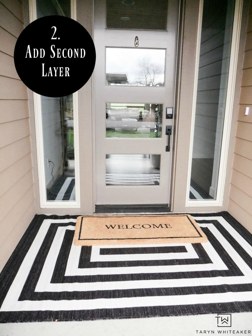 Oversized Entry Rug, Doormat Layering Rug, Striped Rug, Large Accent Rug,  Black and White Area Rug, Striped Doormat Rug, Rug for Front Porch 