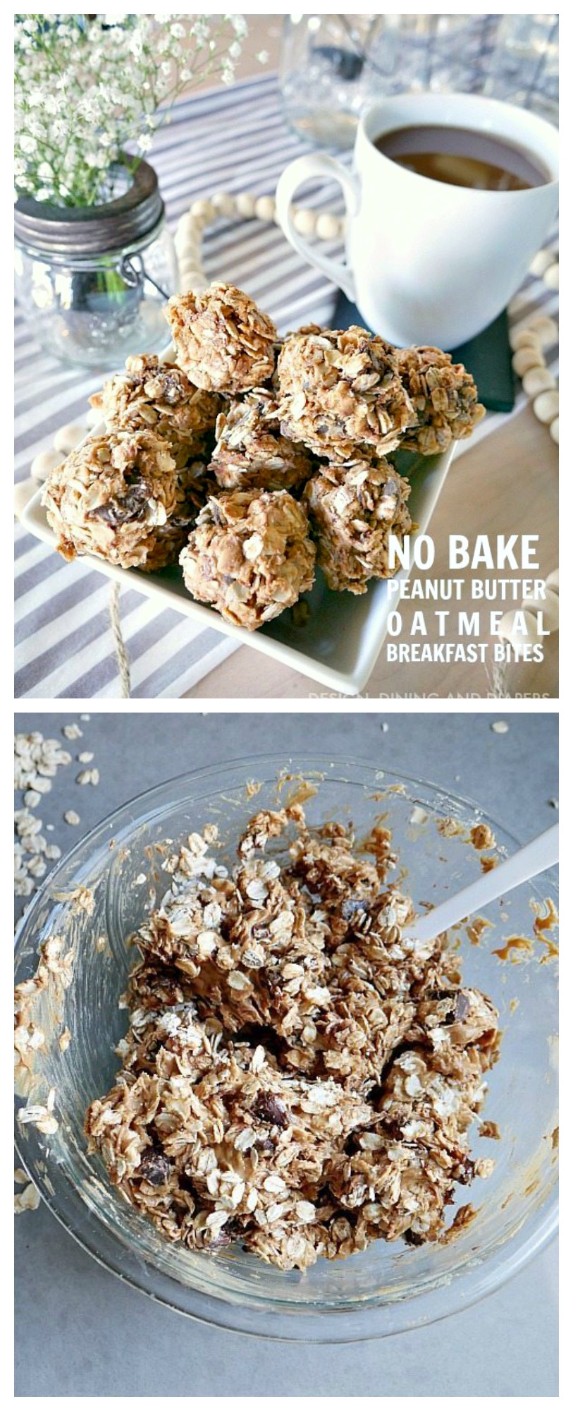 These Peanut Butter and Chocolate Oatmeal Breakfast Bites are the way to go! This easy no bake breakfast recipe is perfect for a quick bite in the morning!