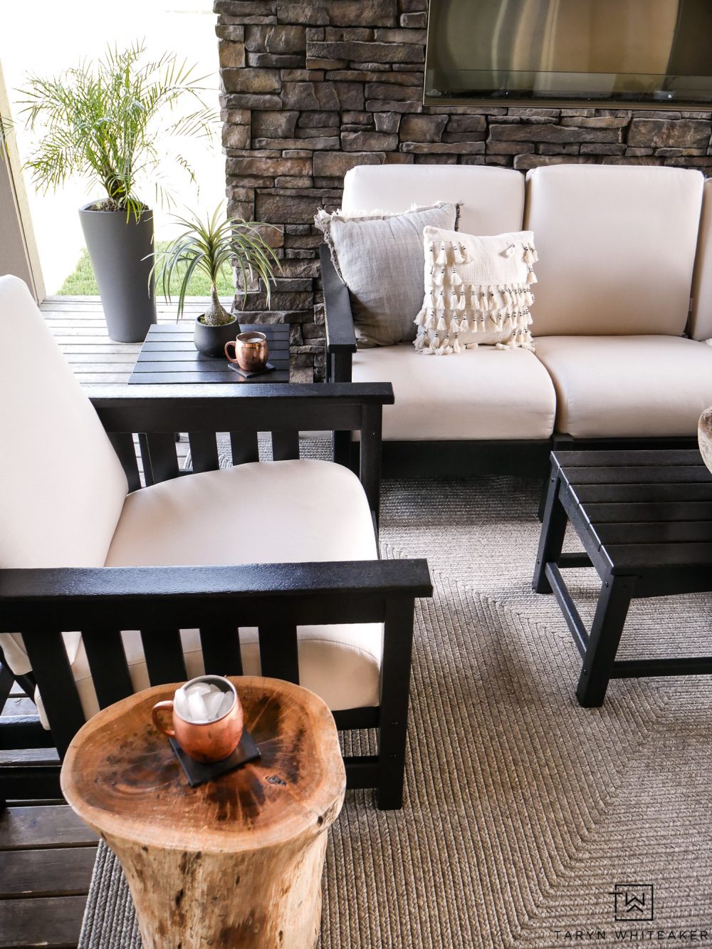 New Black and White Outdoor Patio Furniture With Stone ...