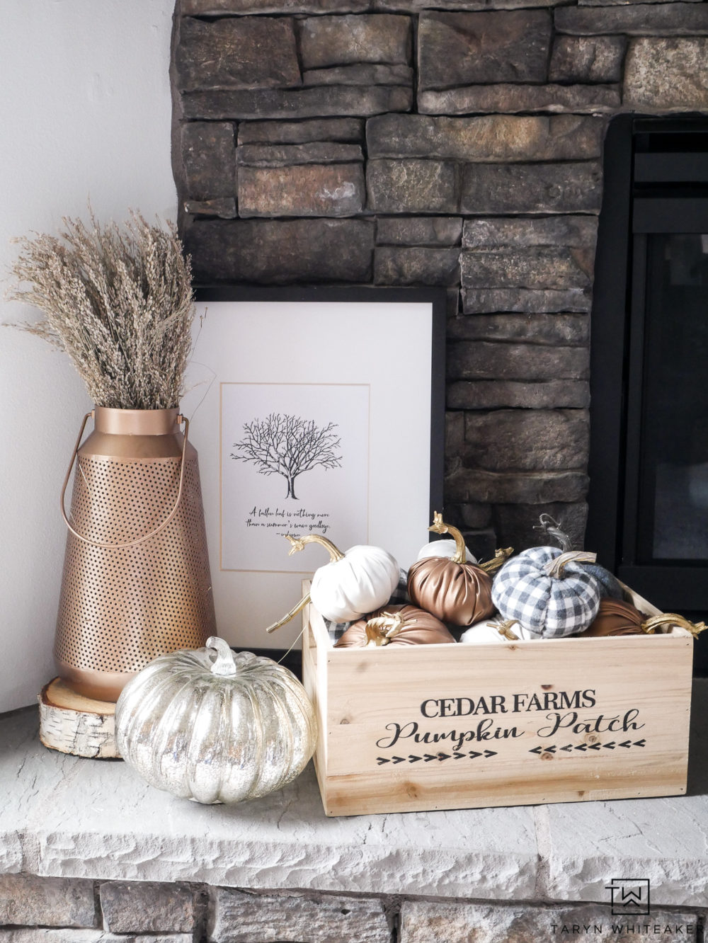 Download your own FREE Fall Printable to decorate your mantel or anywhere in your house! 