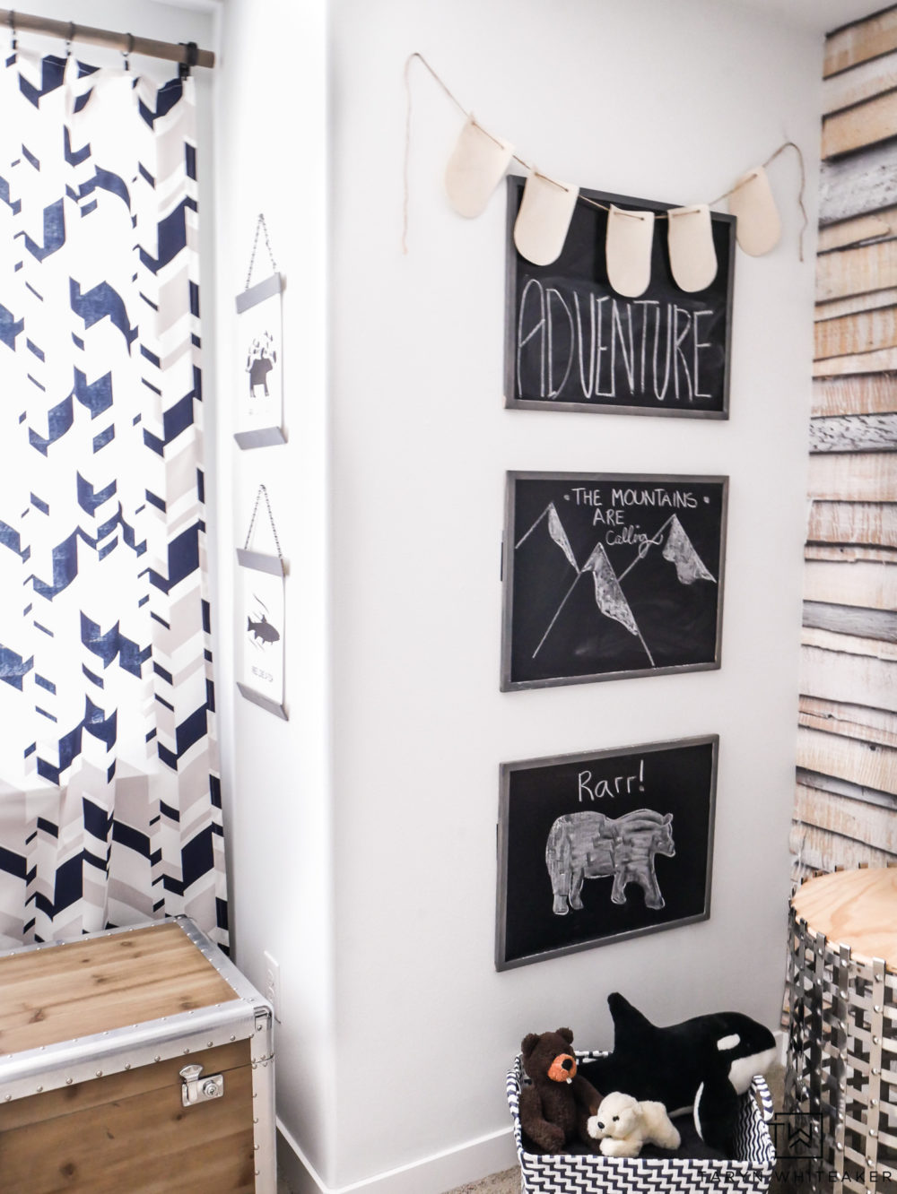 Create your own chalkboard station in a kids' room by putting up three separate chalkboards to create an art gallery. 