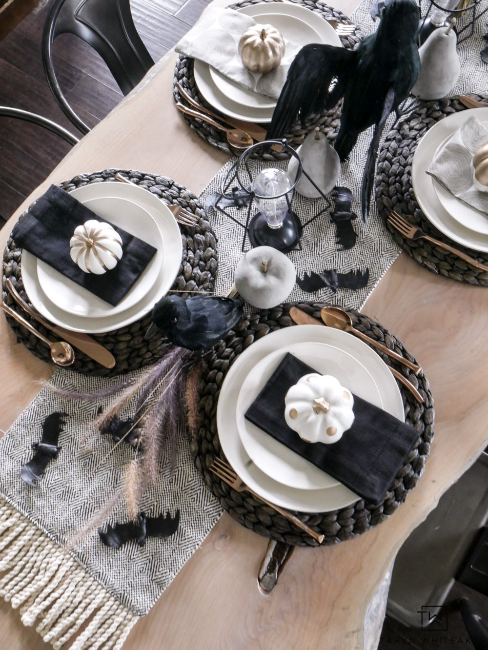 Black, Gold and White Table Setting