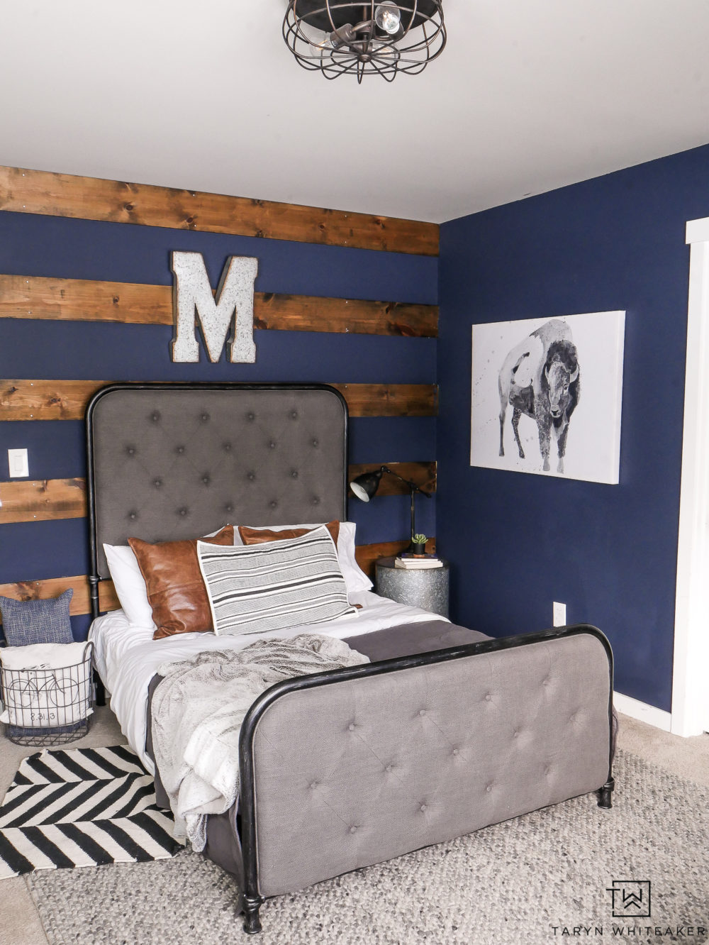 navy and grey boys bedroom