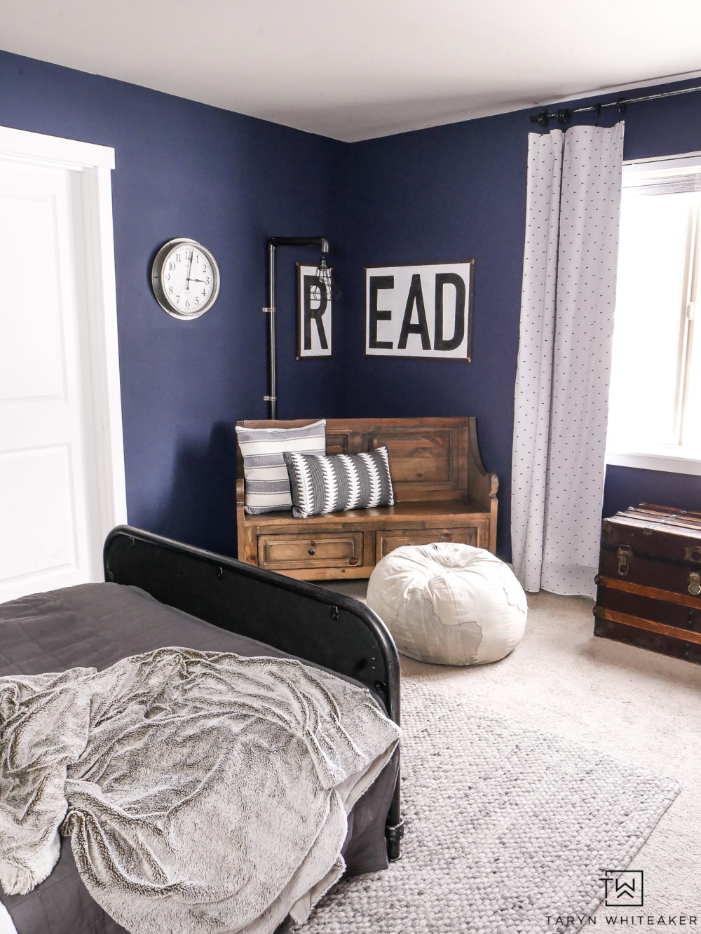 navy and grey boys bedroom