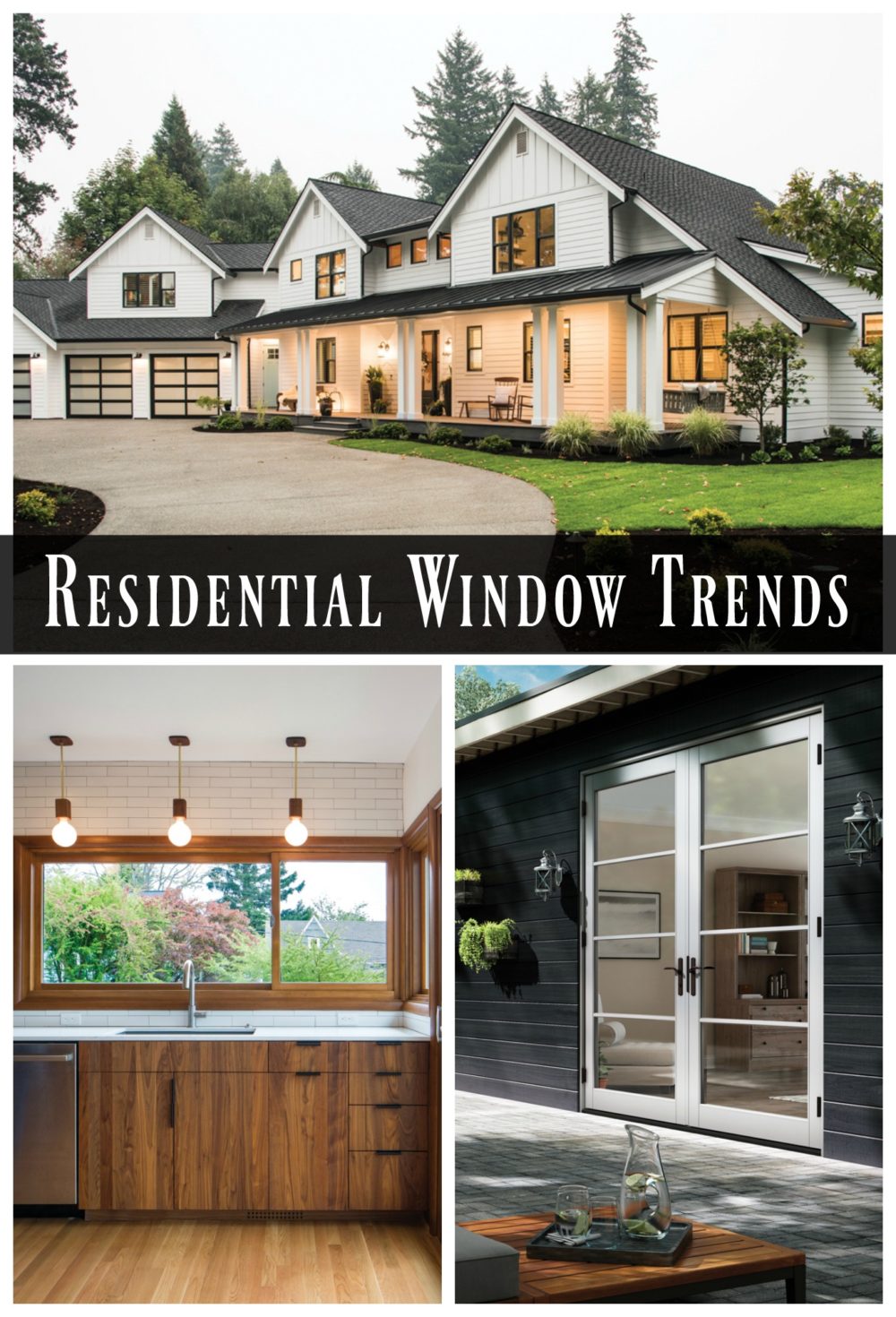 Take a look at these gorgeous residential window trends from black modern farmhouse to mid century modern wood tones. All from Milgard Windows. 