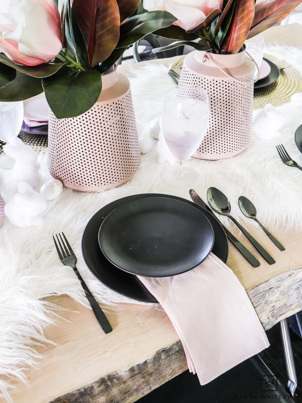 Blush pink lanterns for table centerpiece