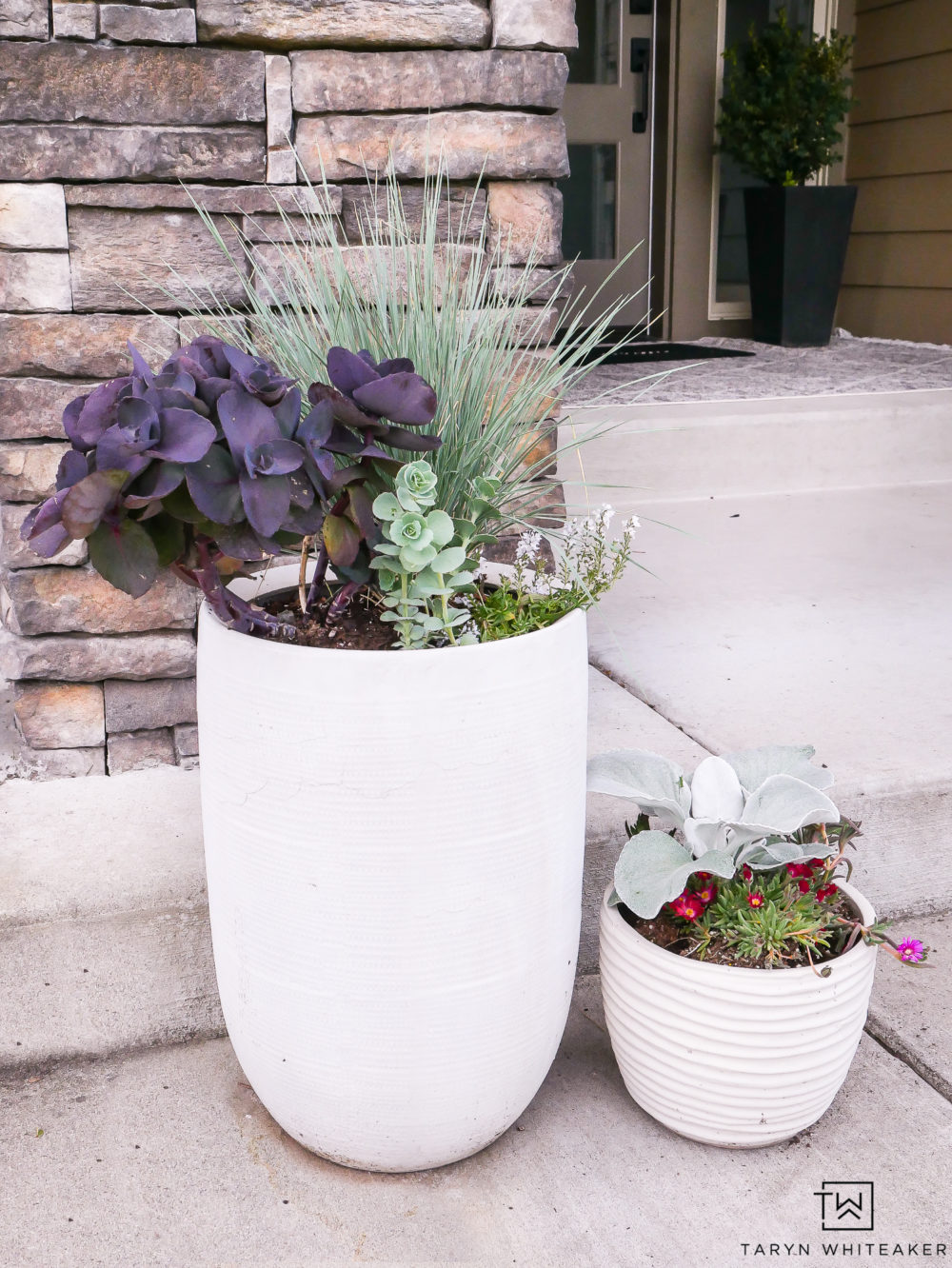 Summer Planters in white ceramic vases!