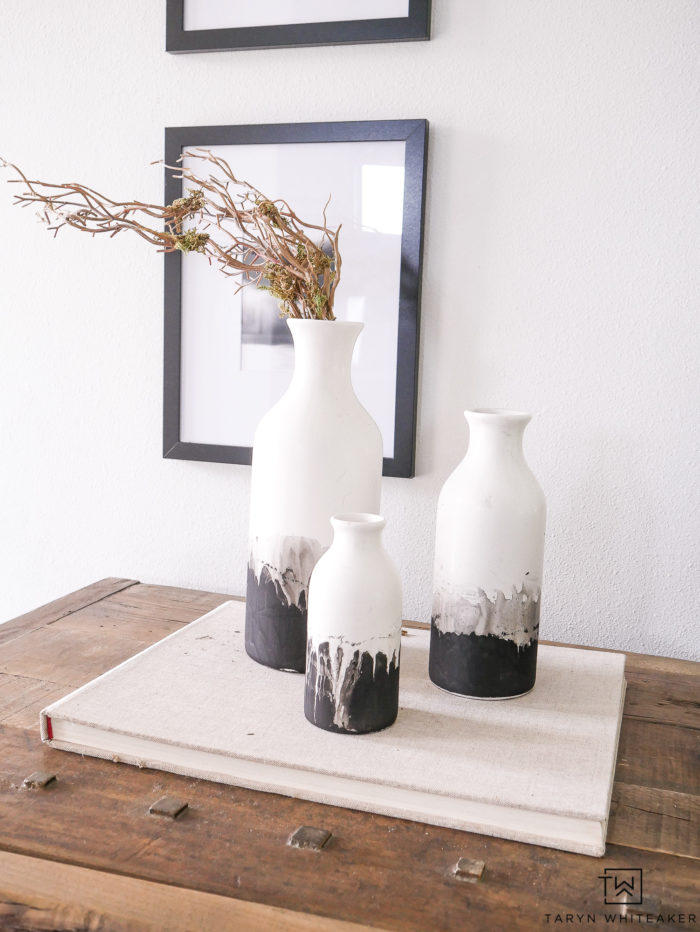 DIY Black and White Modern Ceramic Vases Taryn Whiteaker Designs