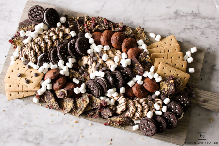 Tips for creating your own dessert charcuterie board with tons of gluten free chocolate goodie!