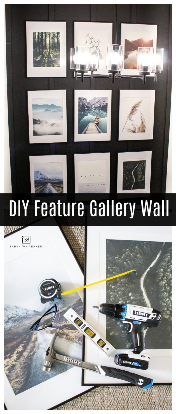 Learn how to create your own DIY Feature Gallery Wall with wall moulding and large prints!