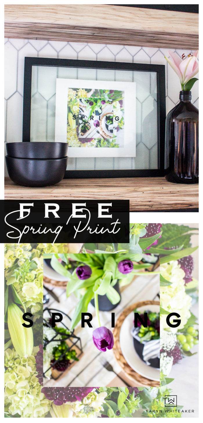 FREE Spring Floral Print for your home! Easily decorate for spring using this free printable.