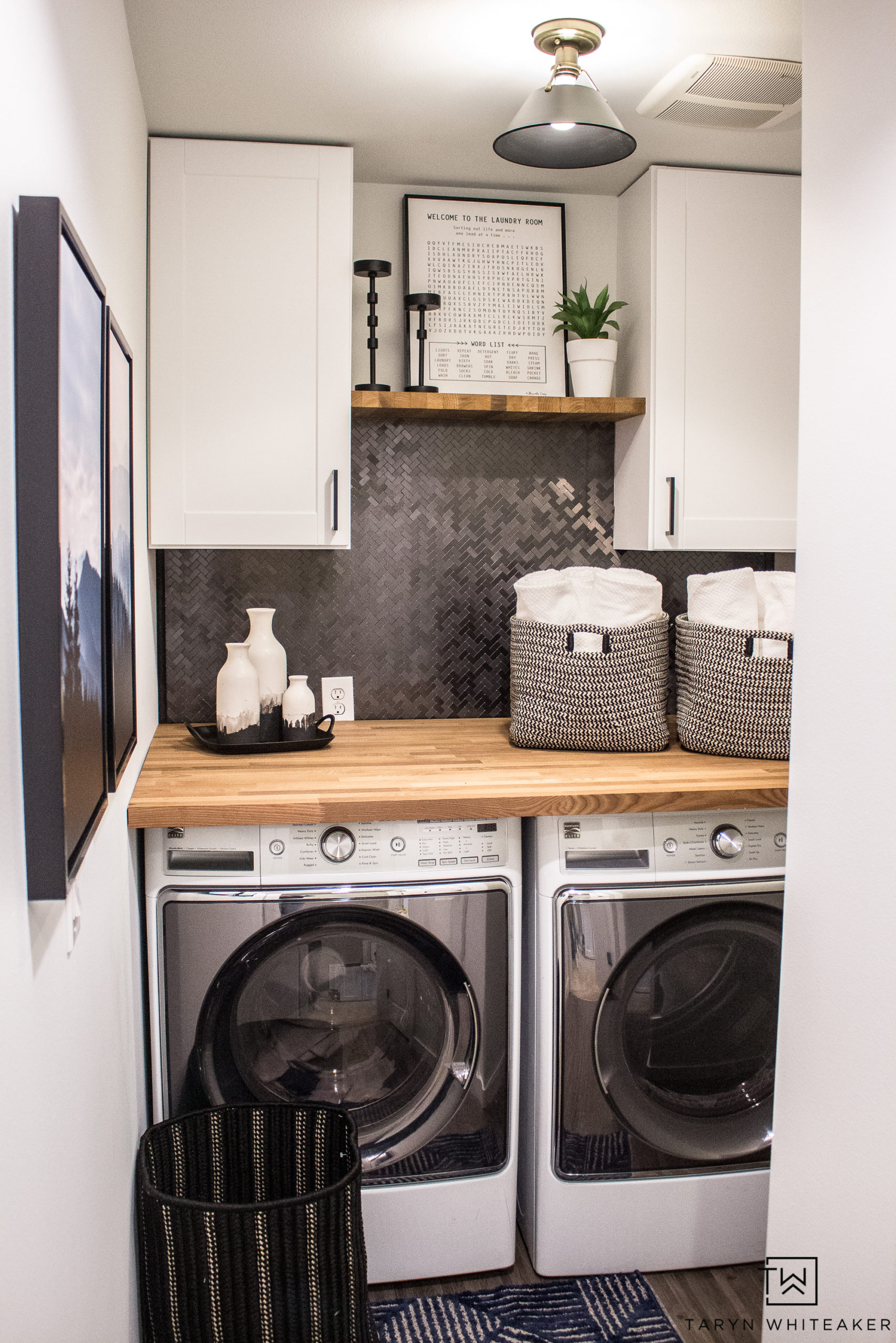 Farmhouse Laundry Room Installing Countertop and Cabinets