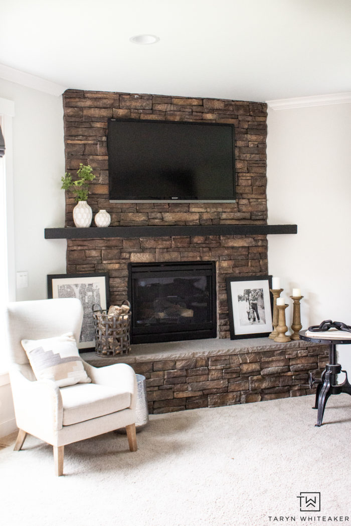 cobblestone fireplace