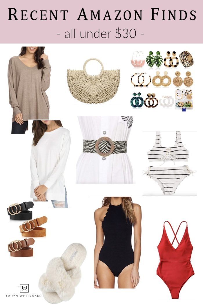 Fav Amazon Finds under $30! From cute swimsuits to fashion accessories  and tunic tops. 