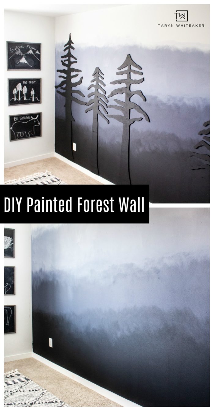 Learn how to create this DIY Painted Ombre Wall with a dark moody look! A great inexpensive accent wall idea. 