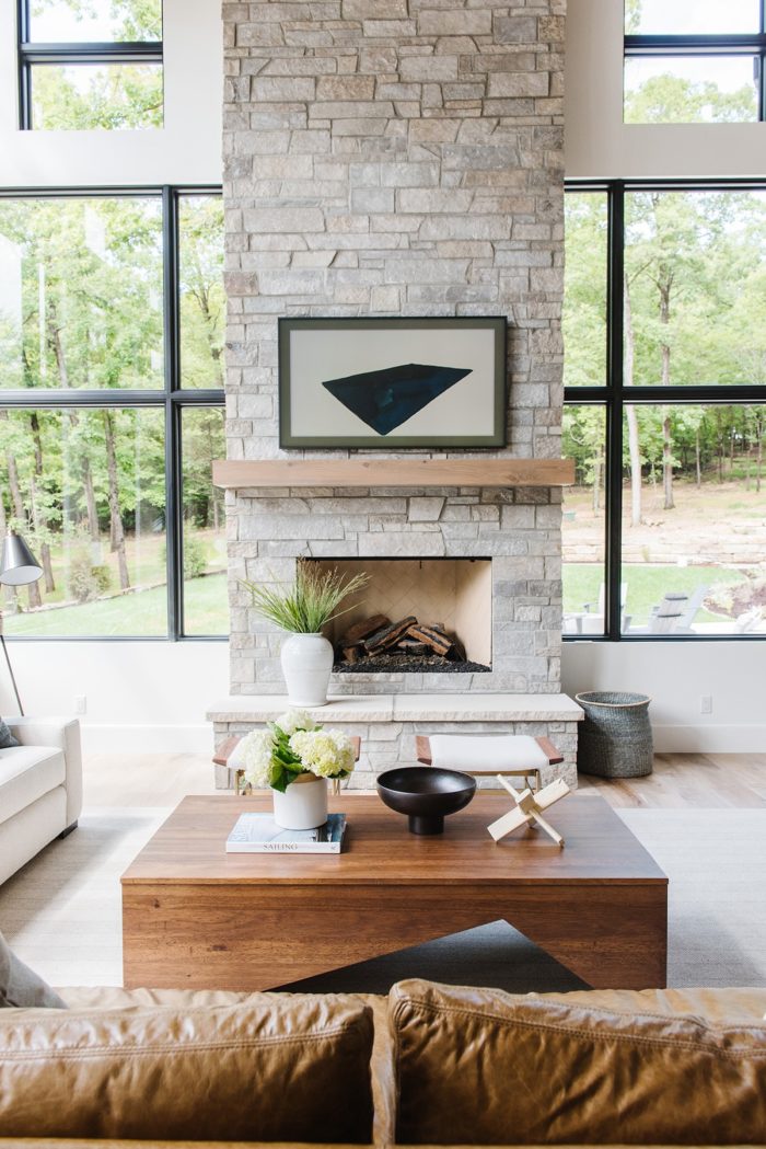 modern stone fireplace mantels