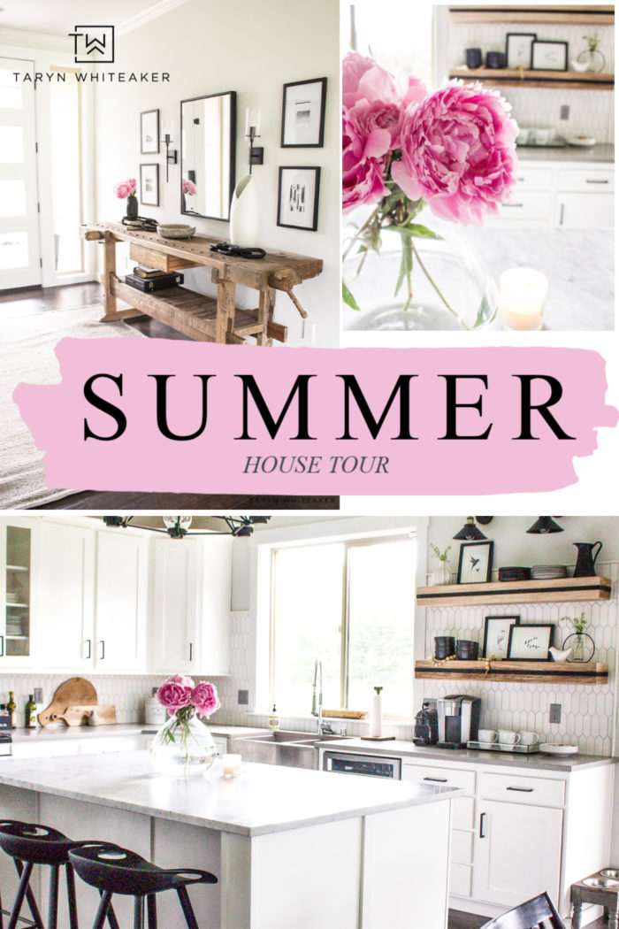 Tour this rustic modern summer house tour with pops of pink and summer decor. 