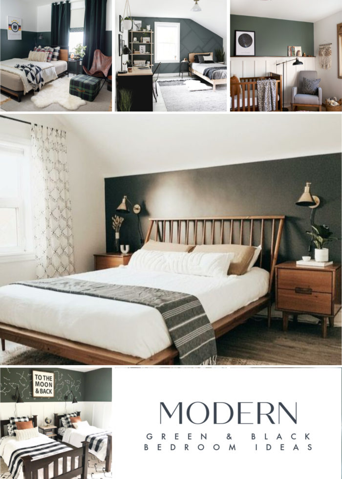 A collection of mid-century modern Green and White Modern Bedroom Ideas