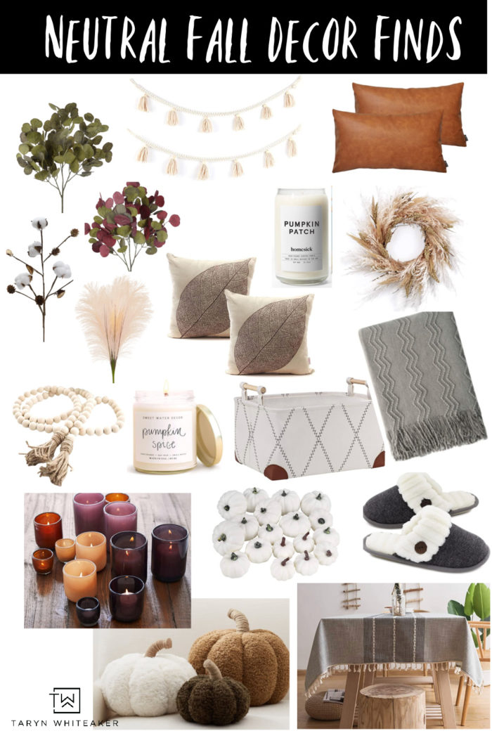 Your guide to chic and neutral fall decor! A complete list of all my favorite earth tone and neutral faall decor items you can buy online. 