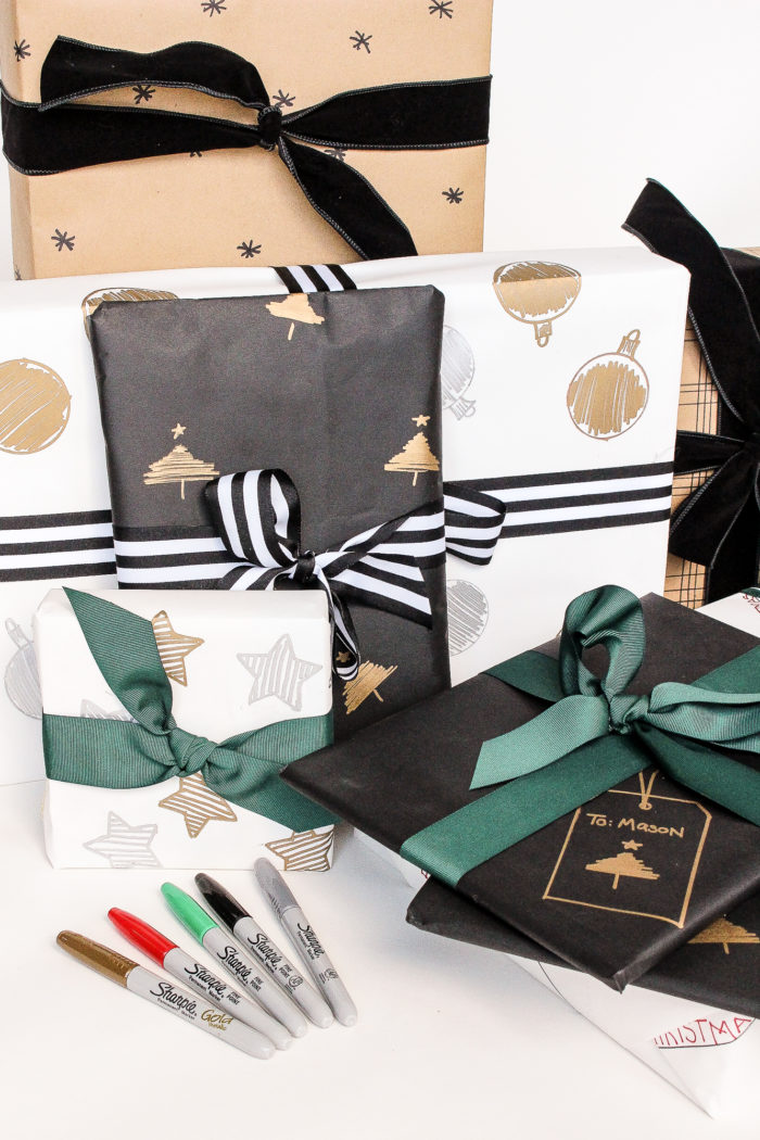 Create your own Sharpie Christmas Gift Wrap! This inexpensive DIY projects helps you create personalized wrapping paper for those you love. 