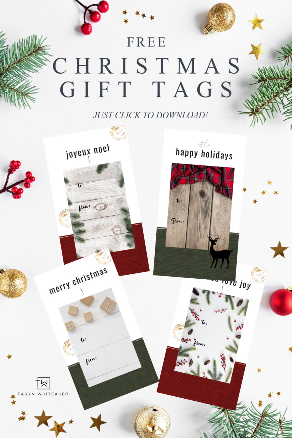 Rustic Printable Christmas Gift Tags - Taryn Whiteaker Designs