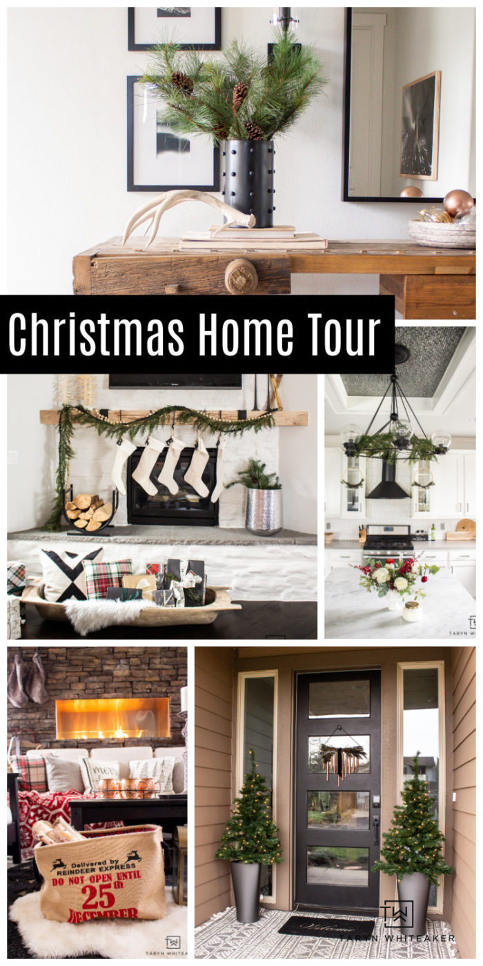 Take a tour of this design blogger home using tons of Neutral Christmas Decor that still feels festive! From black and white Christmas decor and lots of greenery. 