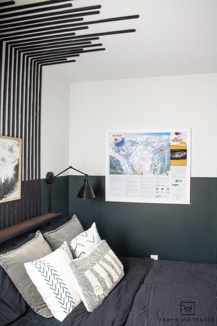 Black and White Skiing Bedroom Decor - Taryn Whiteaker Designs