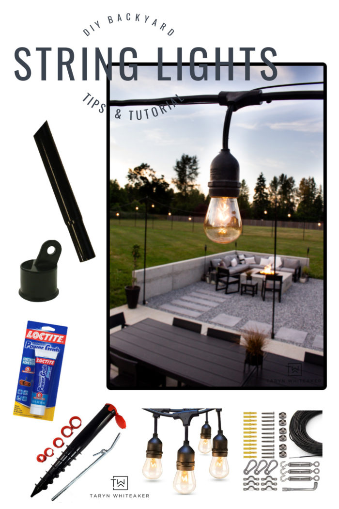 DIY Backyard String Lights - Taryn Whiteaker Designs