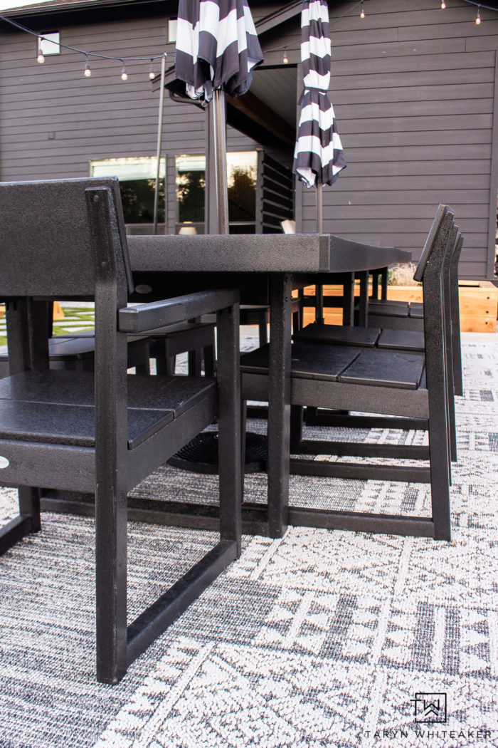 black modern outdoor dining table