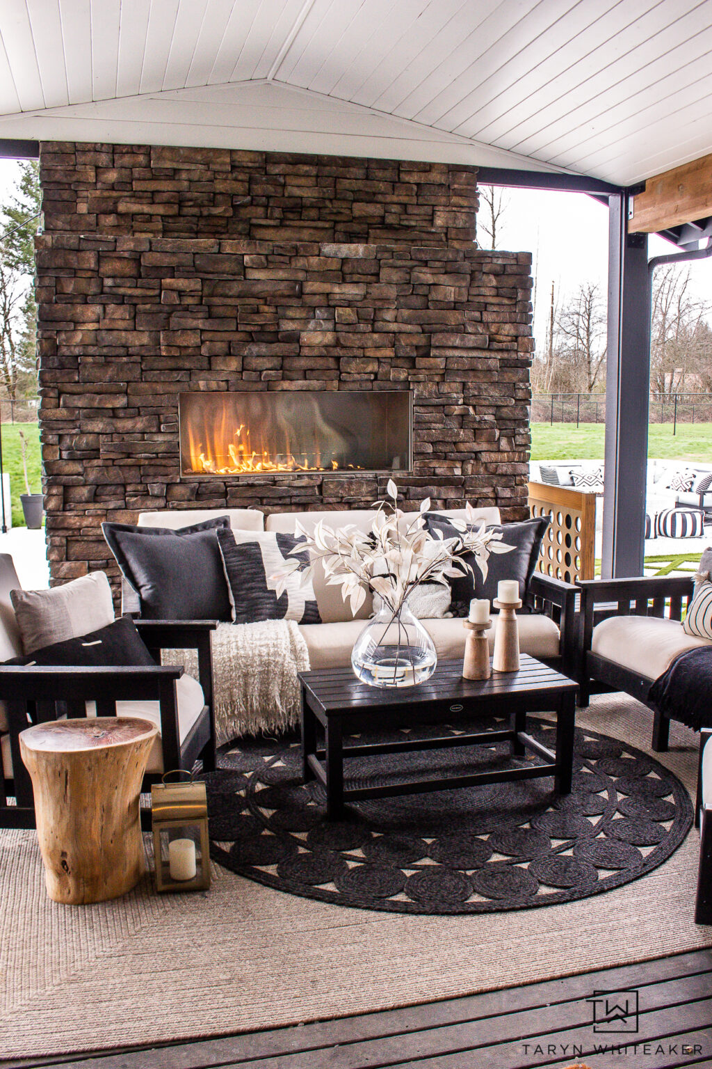 Covered Outdoor Living Space Decor - Taryn Whiteaker Designs