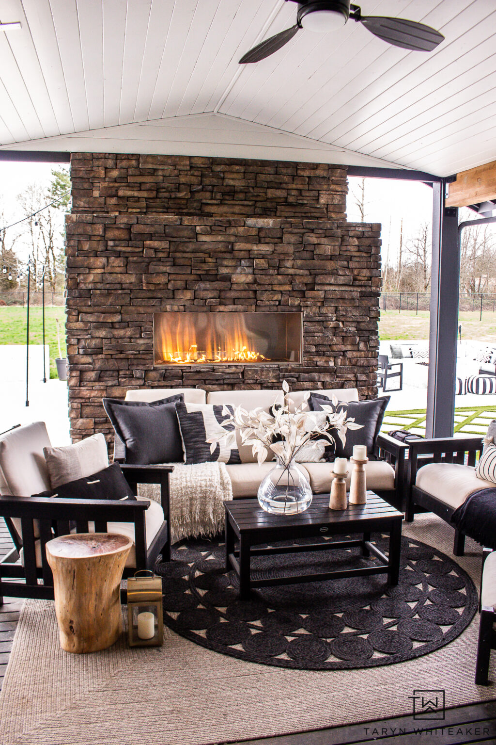 Covered Outdoor Living Space Decor - Taryn Whiteaker Designs