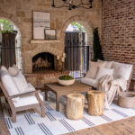 Modern European Outdoor Fireplace Seating Area-4