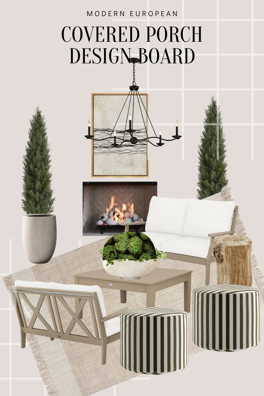 Covered Outdoor Porch Design Board - Taryn Whiteaker Designs