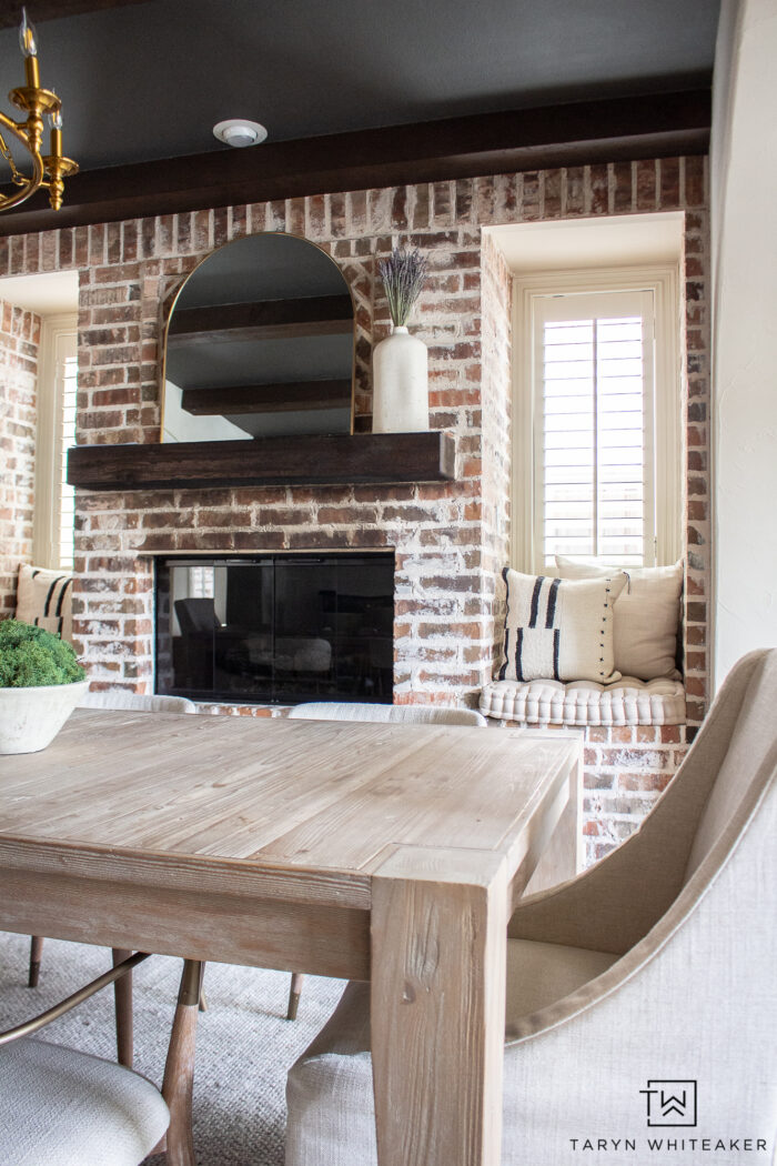 Tour this Modern Transitional Dining Room Decor combing lots of textures and natural elements. All sources available! 