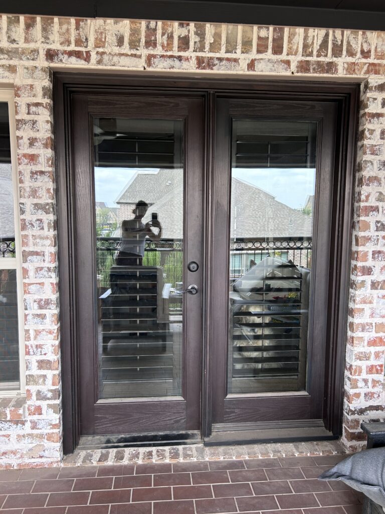 View of DIY Faux French Door Window Panes - Taryn Whiteaker Designs