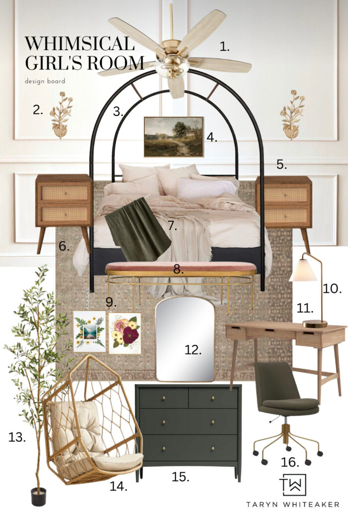 Get the look of this Cozy Neutral and Green Teen Bedroom, sharing all the sources for this teen bedroom design. 