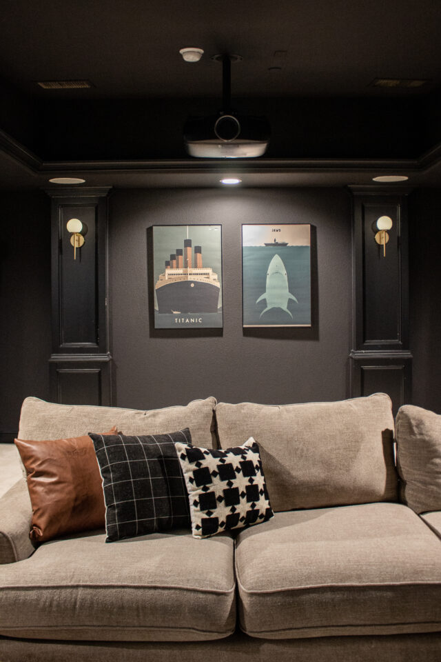 Vintage Modern Home Theater Decor - Taryn Whiteaker Designs