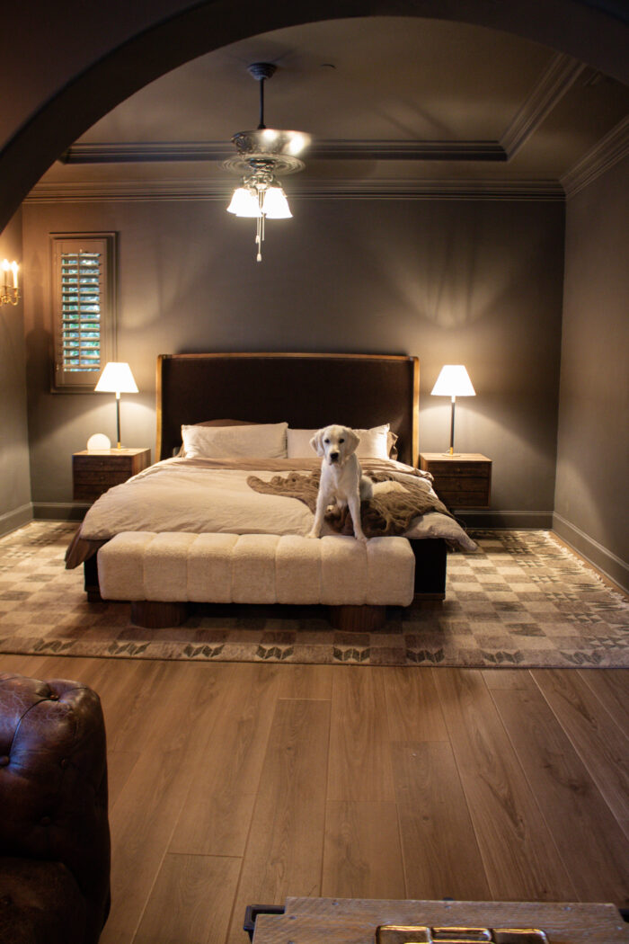 Chocolate Brown bedroom design with transitional decor